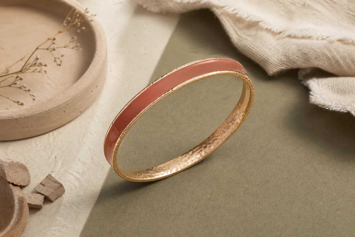 Clay-Tone Hammered Bangle