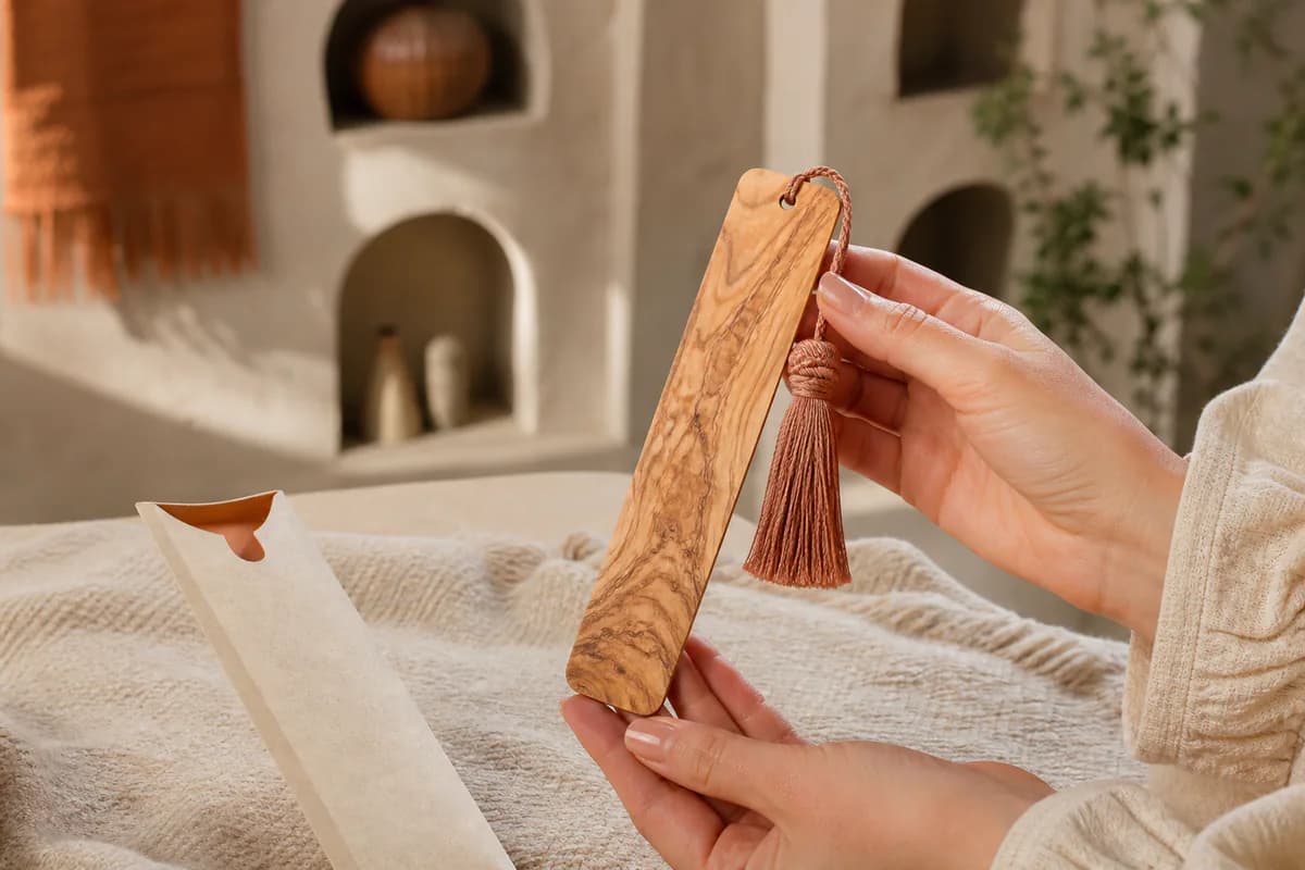 Olivewood & Paper Bookmark