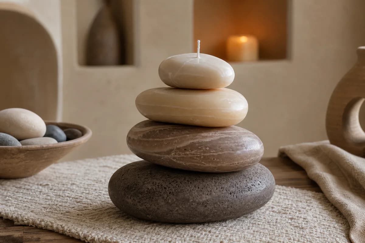 River Pebble Candle